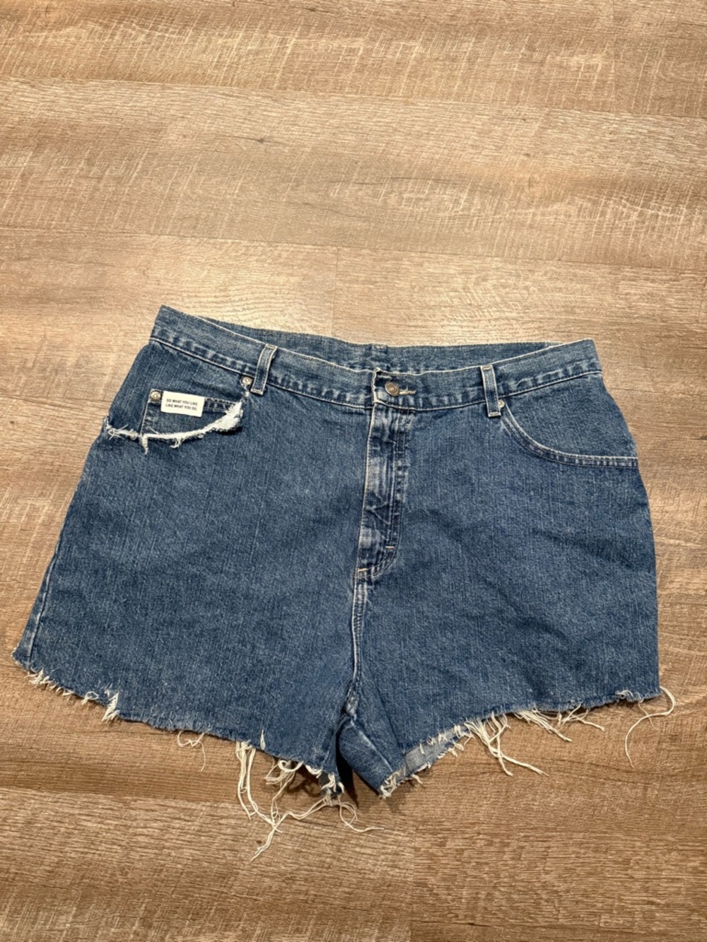 Distressed High-Rise Denim shorts size 12-14